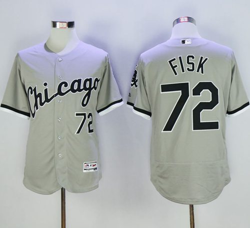 White Sox #72 Carlton Fisk Grey Flexbase Authentic Collection Stitched MLB Jersey - Click Image to Close